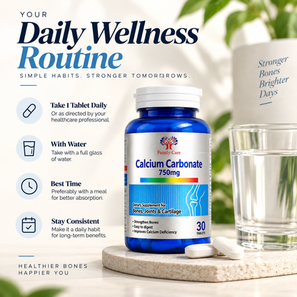 Family Care Calcium Carbonate 750mg | 30 Tablets